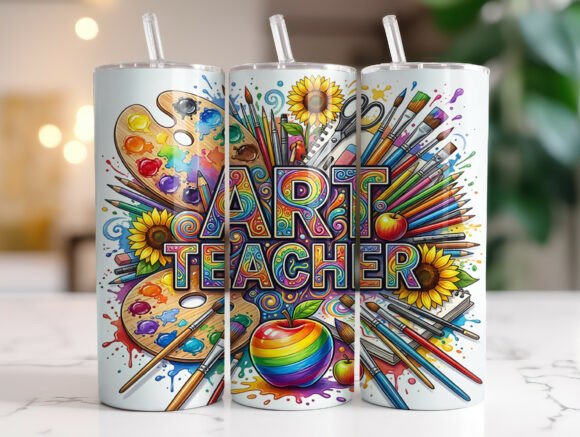Art Teacher 20 Oz Tumbler Wrap PNG
