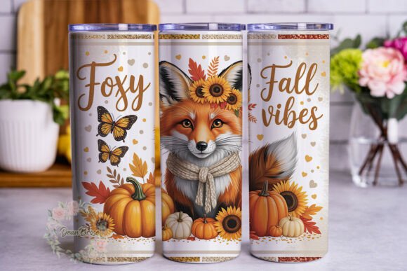 Autumn Fox Fall Vibes 20oz Tumbler Wrap