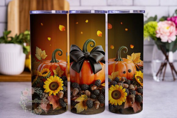 Autumn Harvest Pumpkin Bow 20oz Tumbler