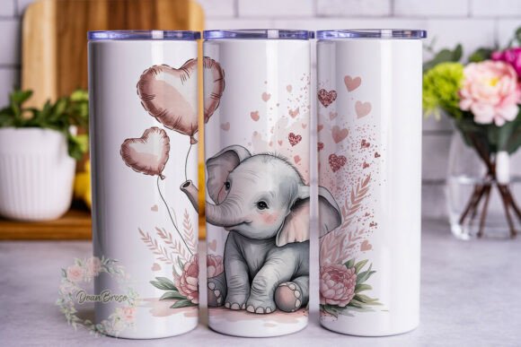 Baby Elephant Heart Balloons Tumbler