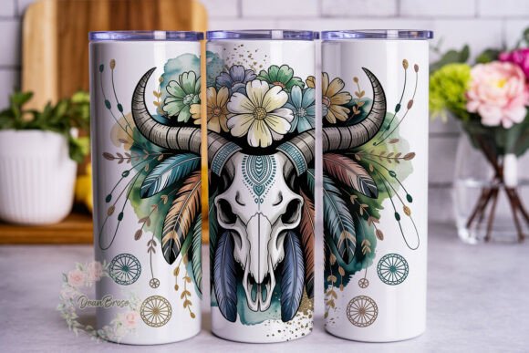 Boho Skull Floral 20oz Tumbler Wrap