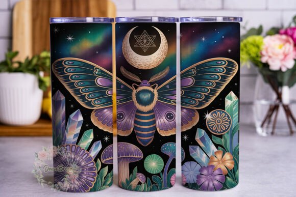 Celestial Moth Moon Fantasy Tumbler