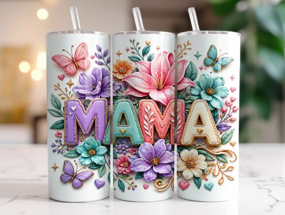 Colorful Mama Flowers 20 Oz Tumbler Wrap