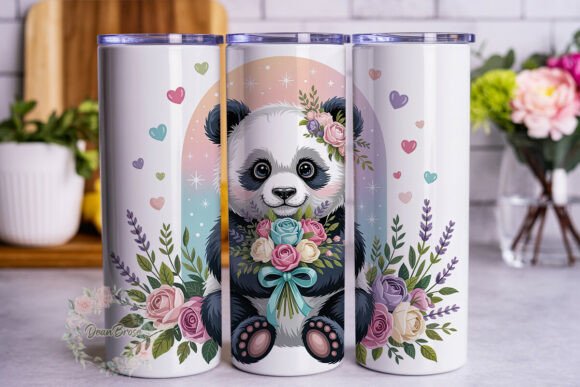 Cute Panda Floral Pastel 20oz Tumbler
