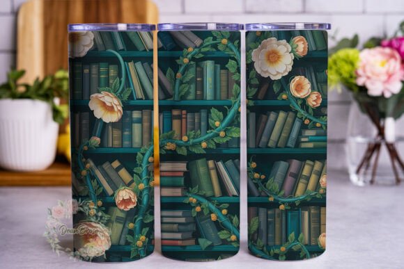 Enchanted Bookshelf Floral 20oz Tumbler