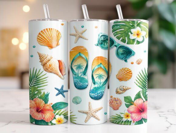 Flip Flops Beach Summer 20oz Tumbler PNG