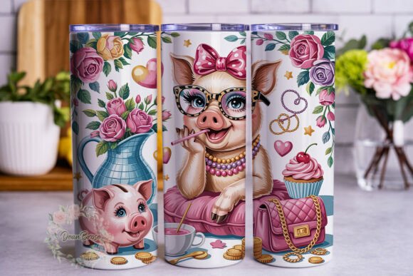 Glam Pig Pink Theme 20oz Tumbler Wrap