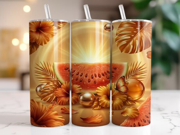 Golden Watermelon Summer Tumbler Wrap