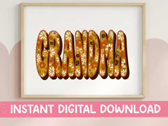 Grandma Floral Bubble Letters SVG