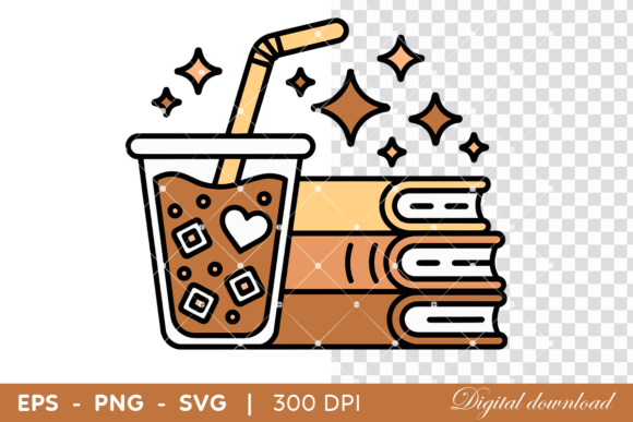 Iced Coffee Cup with Books Study