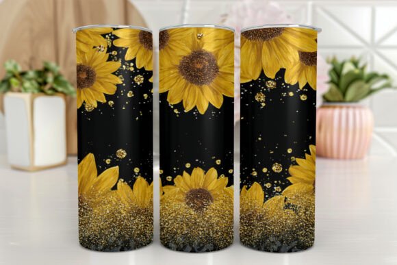 Leopard Sunflower Tumbler PNG Golden