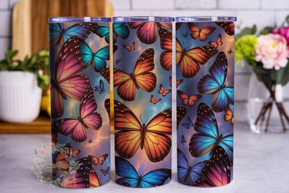 Luminous Butterfly Blue Purple Tumbler