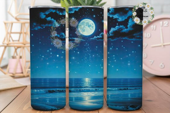 Moonlit Ocean Beach 20oz Tumbler Wrap