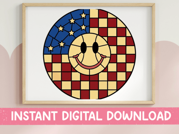 Patriotic Smiley Face Checkered SVG PNG
