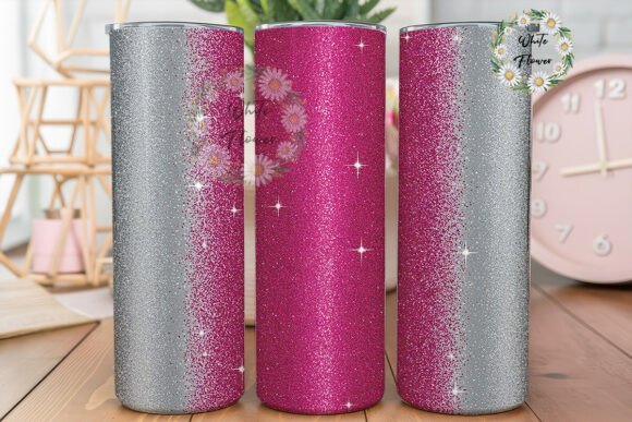 Pink Silver Glitter Ombre 20oz Tumbler