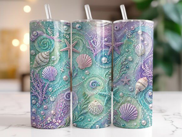 Seashell Pearl Tumbler Wrap Sublimation