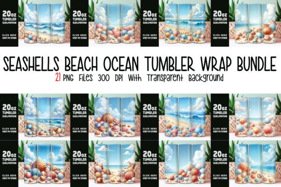 Seashells Beach Ocean Tumbler Wrap Bundl
