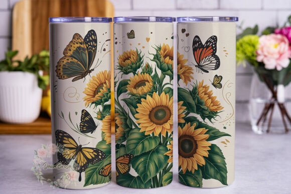 Sunflower Butterfly 20oz Tumbler Wrap