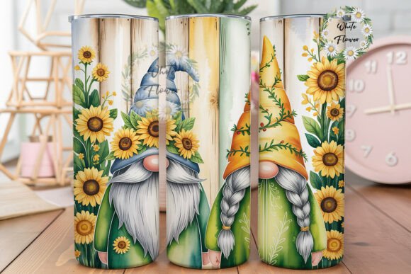 Sunflower Gnome Wood Plank 20oz Tumbler