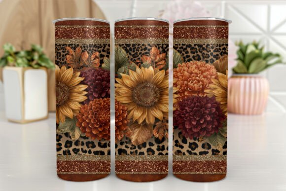 Sunflower Leopard Tumbler Wrap Glitter