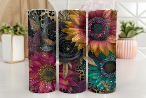 Sunflowers Tumbler Design, Glitter