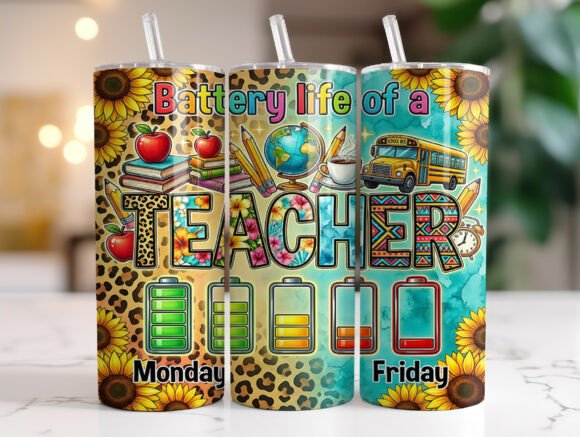 Teacher Life Battery 20oz Tumbler Wrap