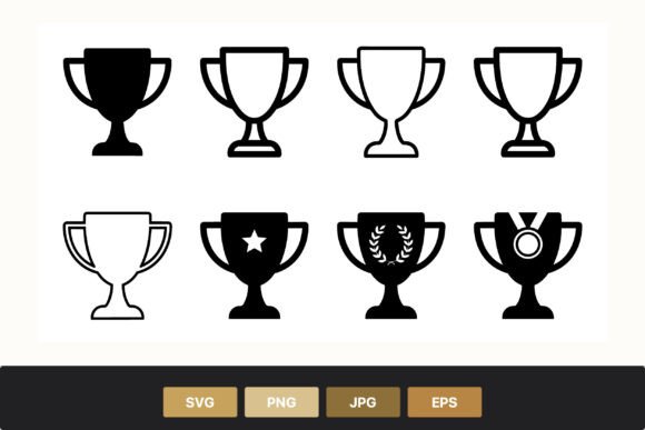 Trophy Cup Black White Vector Icons