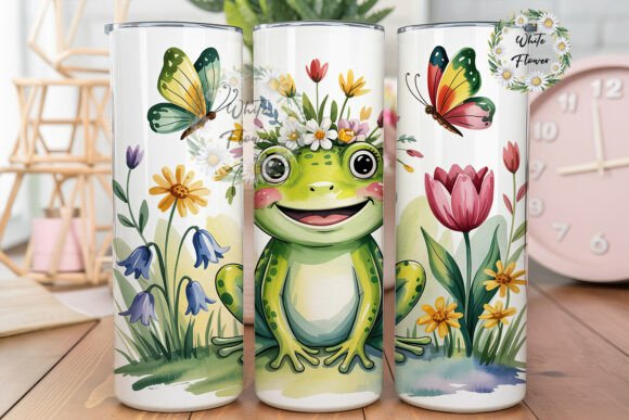 Watercolor Frog Garden 20oz Tumbler Wrap
