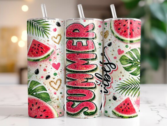 Watermelon Summer Vibes Tropical Tumbler